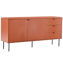 Oviala Business Buffet 2 portes et 3 tiroirs décor mélaminé 150 cm orange - orange Bois massif 112099_0