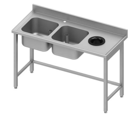 Plonge avec trou vide dechets inox 2 bacs  à gauche sans étagère1800x600x900 soudée - 931026180_0