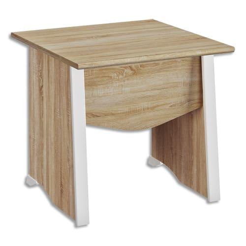 Gautier table bureau pied panneaux avec voile de fond l80xh74xp80cm. Finition mambo chêne sonoma-blanc_0