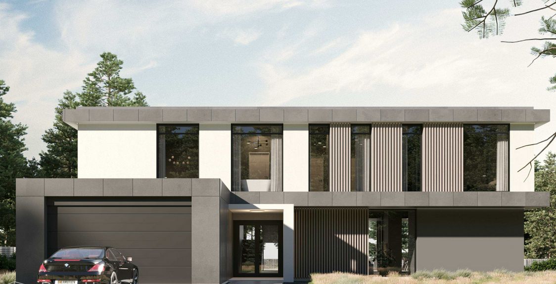 Maison moderne Beton acier préfabriquée à deux étages en acier 304 m2 - ISK304_0