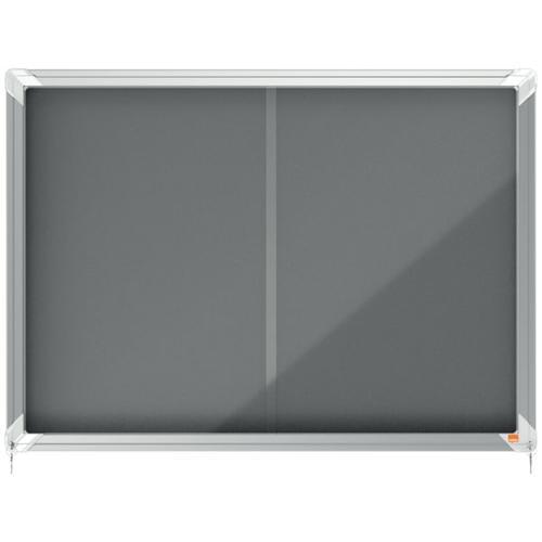 Nobo vitrine d'affichage porte coulissante premium plus - feutre gris - 8 x a4 - 1915336_0