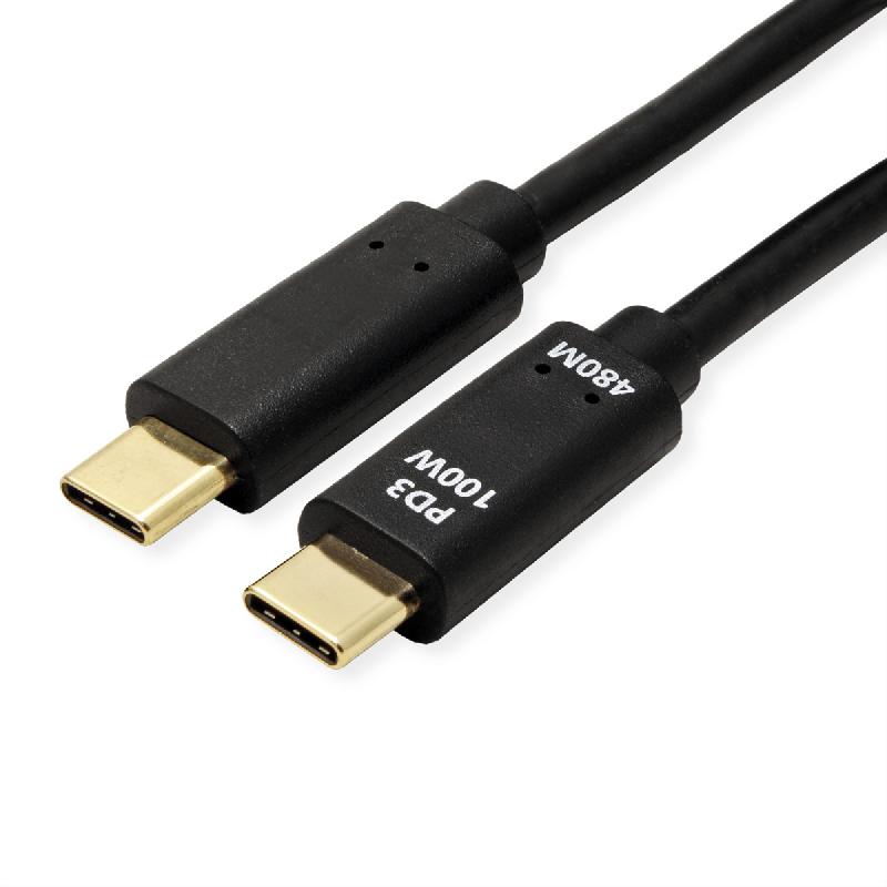 VALUE Câble USB 2.0, C–C, M/M, 100W, noir, 3 m_0