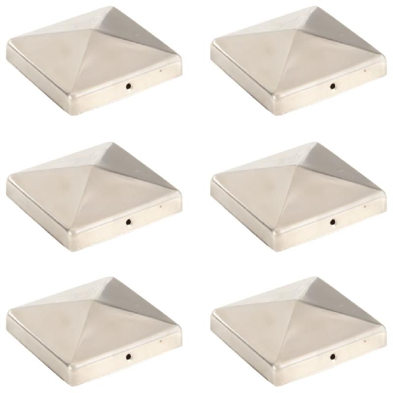 Vidaxl bouchons de poteau de clôture pyramidaux 6 pcs inox 101x101 mm 145488_0