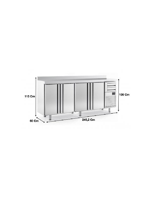 Arrière-bar réfrigérée 4 portes adossée INFRICO FMPP2500II - Inox AISI 304 - Température +2°C à +6°C - 690 litres - Groupe tropicalisé 40°C_0