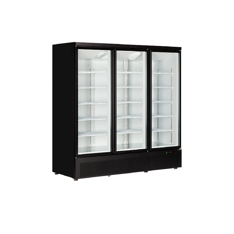 Vitrine ventilée négative 1090 Litres, 18 niveaux, 3 portes vitrées battantes, sur roulettes, noire, 1280 W, 220 V - MONO_0