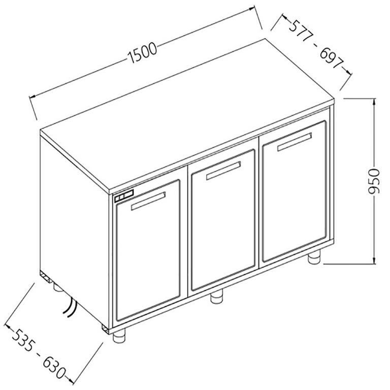 Arrière-comptoirs réfrigérés t n  moteur à distance sans dosseret - 1500x630x950 mm - NNSR15X - NNSR15X_0