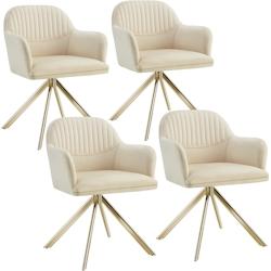 Tectake Chaise pivotante en velours Lona avec rembourrage épais - crème/or, Lot de 4 -405696 - beige acier 405696_0