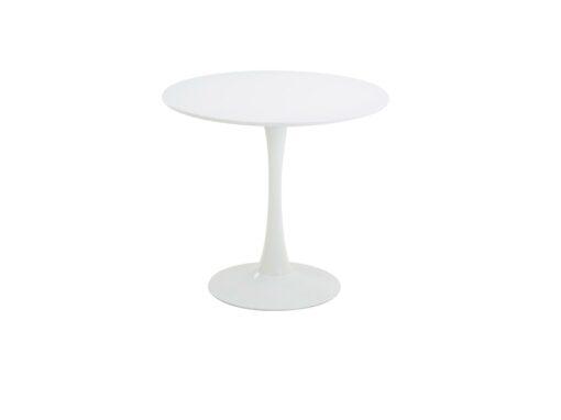 Table de restaurant ronde LÉA neuf - MDF blanc 18 mm - pied tulipe métal blanc - diamètre 80 cm_0