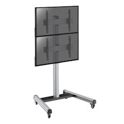 KIMEX Support sur roulettes pour 2 écrans TV  40''-65'' - Hauteur 175cm - gris 3700685417229_0