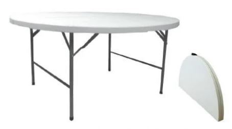 Lot de 4 Tables pliante - Polyéthylène ronde diamètre 152 cm - VALISE ECO+2 NG_0