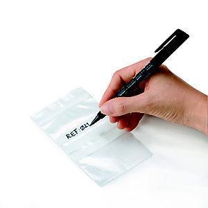 RAJA Sachet plastique à fermeture Zip et bande d'écriture - 6 x 8 cm - Epaisseur 50 microns - Transparent - Carton de 1000_0