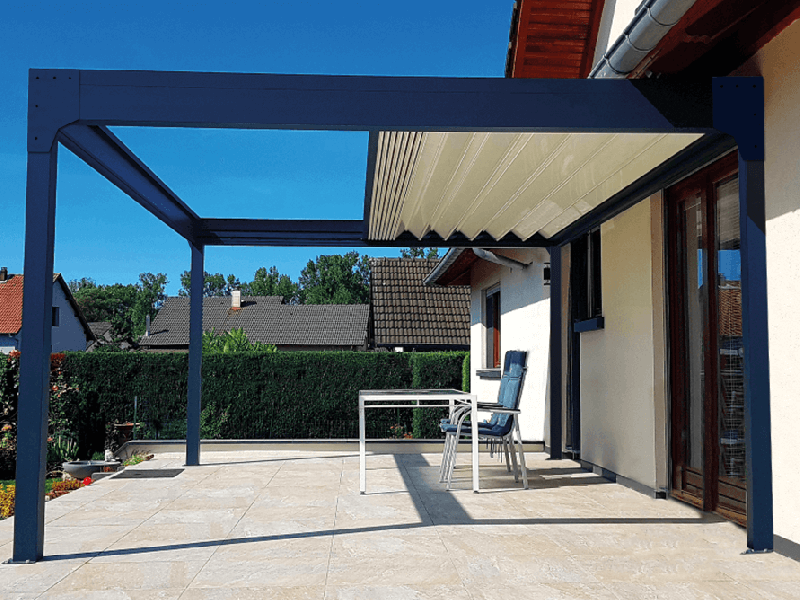 Pergola Rétractable Aluminium Motorisée H4 Auto-portée Sur Mesure Référence: Pergola rétractable H4 ilot_0