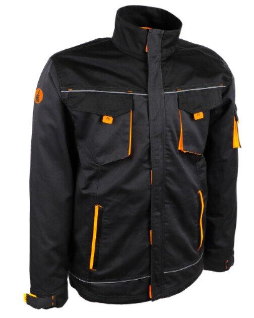 Veste de travail 245G/M² Polyester/ Coton noir et orange VILNO - Tailles : 2XL_0