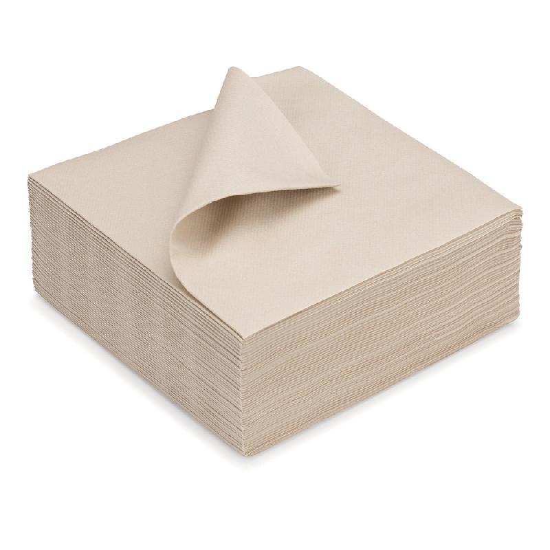 Serviettes de table jetables aspect tissu 40 x 40 cm Taupe - Lot de 50_0