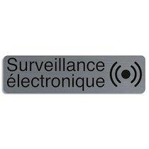 Plaque adhésive imitation aluminium Surveillance électronique 16,5X4,4 cm 67170E - Lot de 4_0