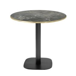 Restootab - Table Ø70cm - modèle Round pierre métallisée chants laiton - gris fonte 3760371519170_0