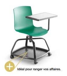 Siège giratoire étudiant, monocoque PP avec tablette écritoire pivotante- Odei PP ODR2/1 - PROMO -30%_0