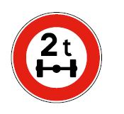 Panneau d'accès interdit aux véhicules pesant sur un essieu de 2t - B13a_0