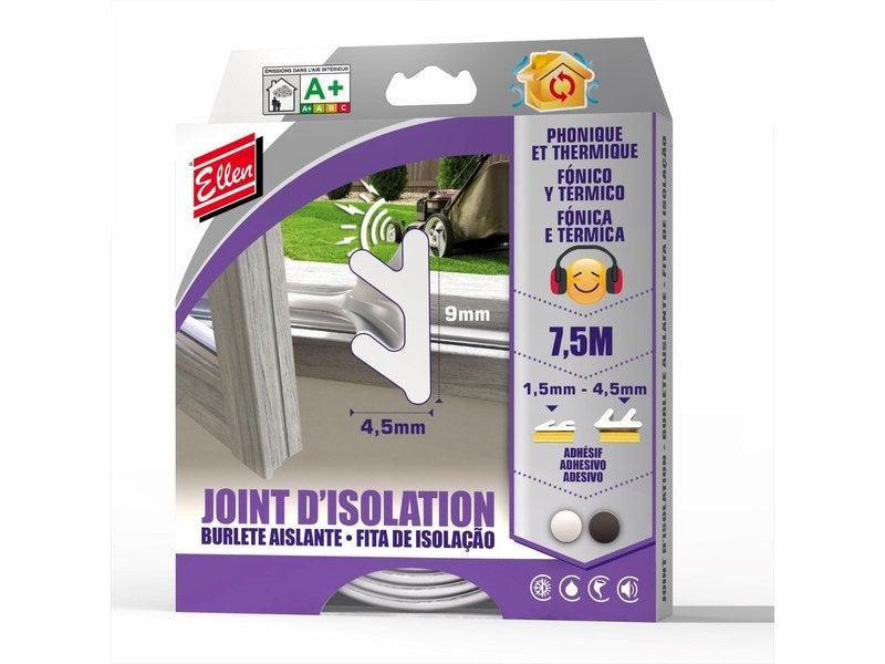 Joint d'isolation adhésif pour portes et fenêtres 2 x 8 m - coloris blanc