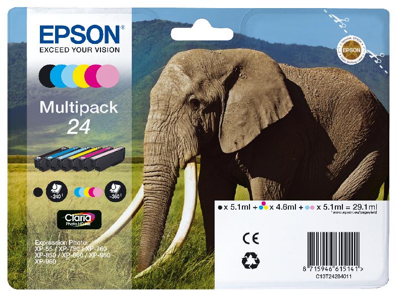 Epson Elephant Multipack 6-colours 24 Claria Photo HD Ink_0