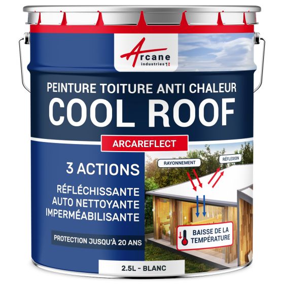 Peinture réfléchissante pour toiture Coolroof : Arcareflect - Peinture thermique avec pouvoir hydrofuge et résistance aux UV_0