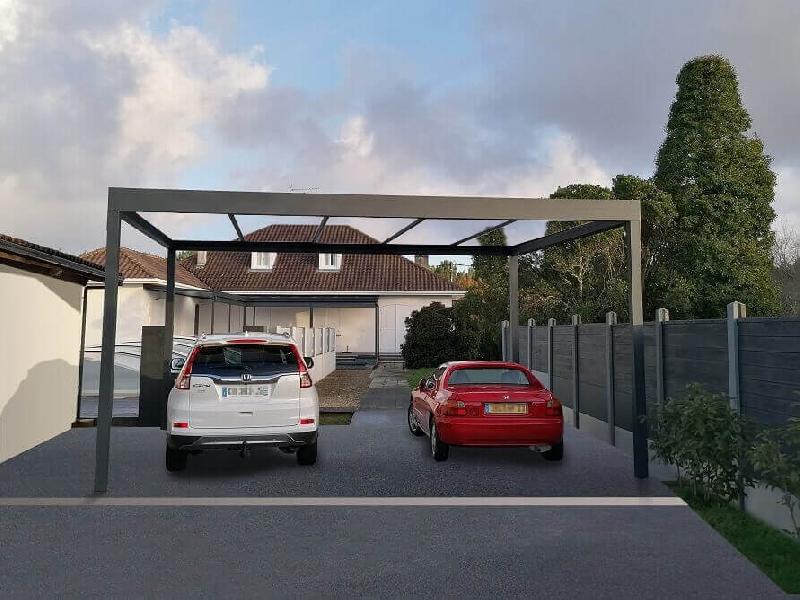 Structure Seule Carport Aluminium Toit Plat H3 Auto-portée (Armature Sans Plaque) Sur Mesure Référence: Structure Carport H3 Ilot_0