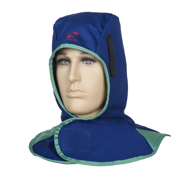 Cagoule de soudage bleue en toile ignifugée avec fermeture velcro - PTCT02 - Weldas_0