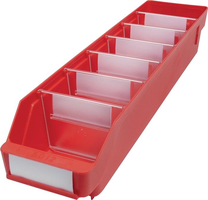 Boîte pour étagère L500xl120xH95mm rouge PP_0