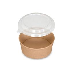 Pot salade en carton kraft brun 1100 ml + couvercle RPET par 100 - marron en carton SKB1100X100_0