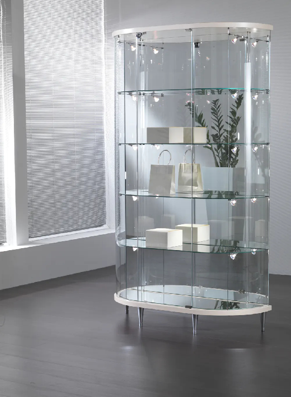 Vitrine semi ovale fond miroir 203/mva - blanc poli_0