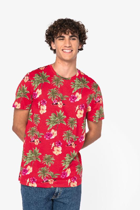 T-shirt écoresponsable imprimé tropical homme -  Réf: NS350_0