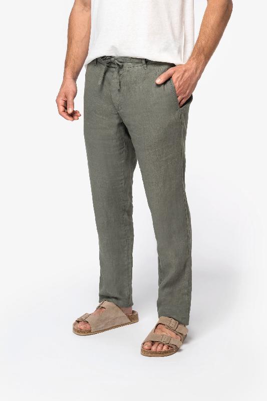 Pantalon écoresponsable délavé en lin homme -  Réf: NS732_0