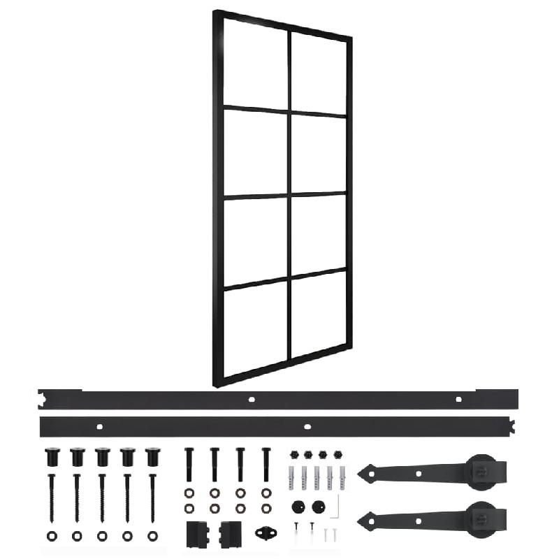 Vidaxl porte coulissante quincaillerie aluminium et verre esg 90x205cm 3056799_0