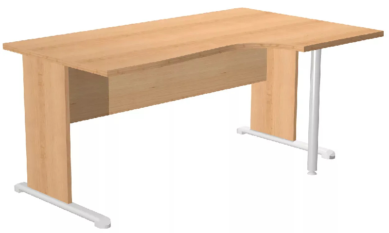 Bureau d'angle 160 x 80/100 cm compact pied panneau en 