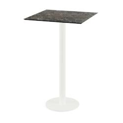 Essentials Urban mange-debout avec piètement blanc + plateau carré HPL Galaxy Marble - Shopdeschefs - blanc 130051577_0