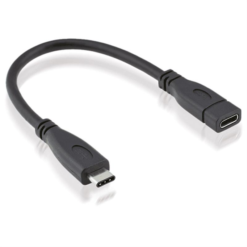ROLINE Câble USB 3.2 Gen 2 Type C, C-C, M/F, noir, 0,15 m_0