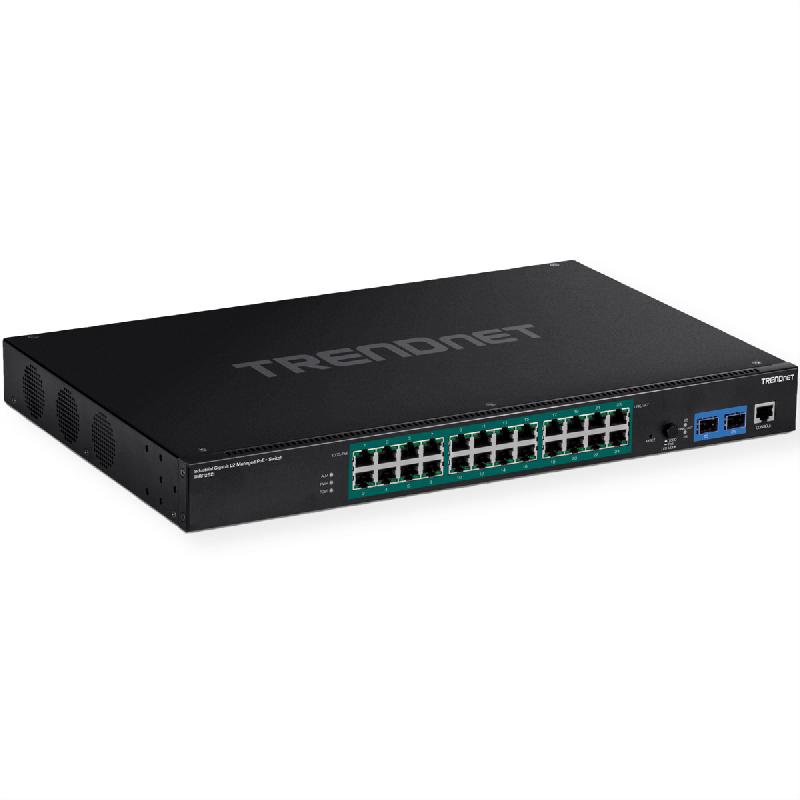 TRENDnet TI-RP262i Switch industriel PoE+ administrable Gigabit de couche 2 à 26 ports montable sur un rack_0