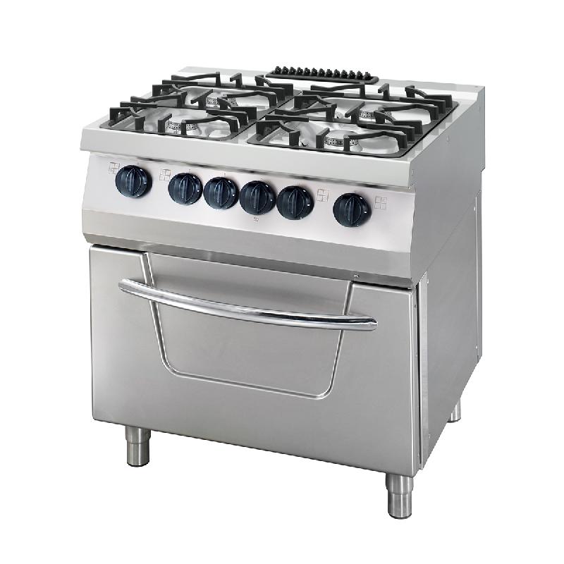 Heavy Duty cuisinière - 4 brûleurs - unité double -profondeur  70 cm - 36kW - gaz incl four électriq_0