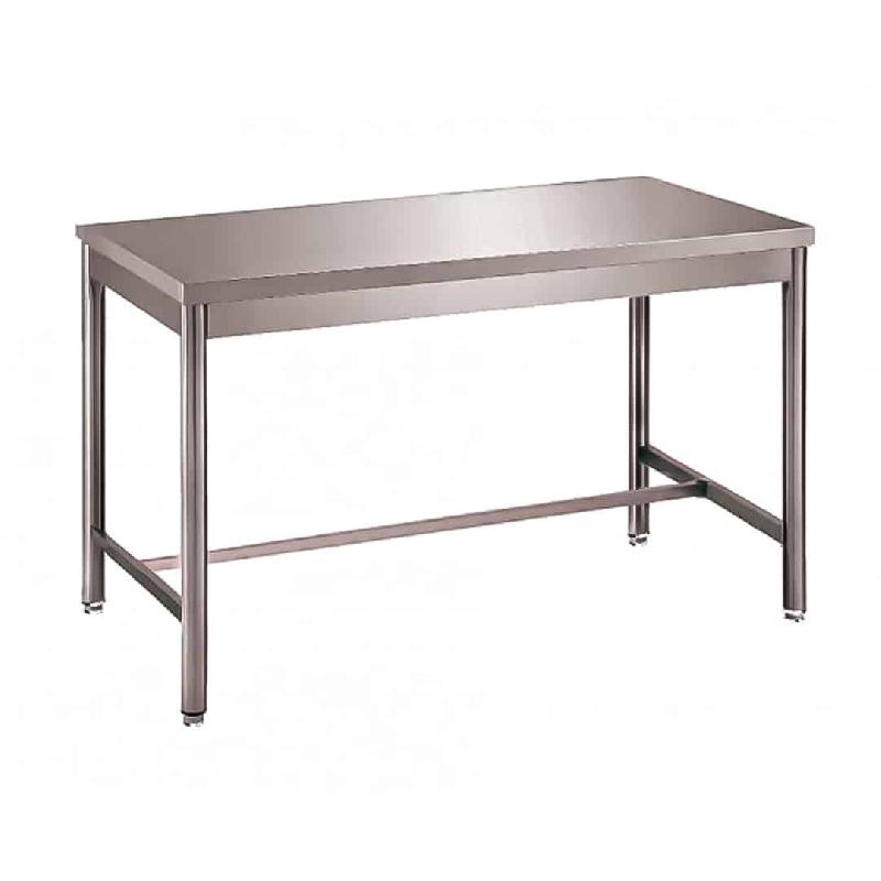 Table démontable bords droits pieds ronds inox AISI 304 centrale P 700 mm (Longueur, mm: 1400 - Réf DRTC147-1)_0