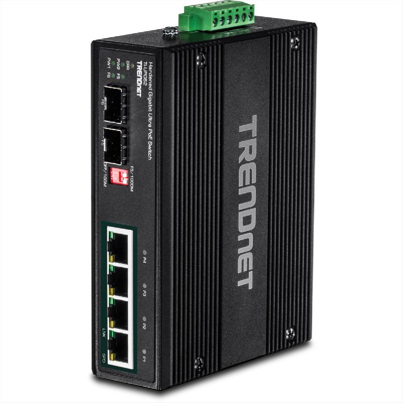 TRENDnet TI-UPG62 Switch indsutriel 6 ports Gigabit Ultra PoE Rail DIN_0