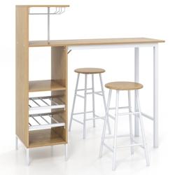 HELLOSHOP26 - Ensmeble table de bar mange debout avec 2 tabourets table haute 120 x 40 x 121,5 cm style industriel naturel 20_0008540 - 3000202144653_0