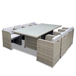 Avril Paris 8 Places - Ensemble encastrable salon table de jardin aluminium et acier, housse de protection- Gris- CABOURG - aluminium 3664380004910_0