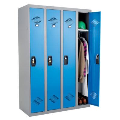 Vestiaire monobloc Confort industrie propre 4 cases gris/bleu, H 180 x P 50 x l 120 cm_0