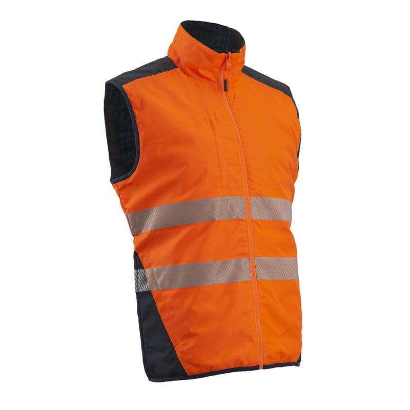 Gilet froid - YORU - Réversible Ripstop 100% PES + Bandes segmentées - Orange HV/Marine - COVERGUARD | 5YOR170_0