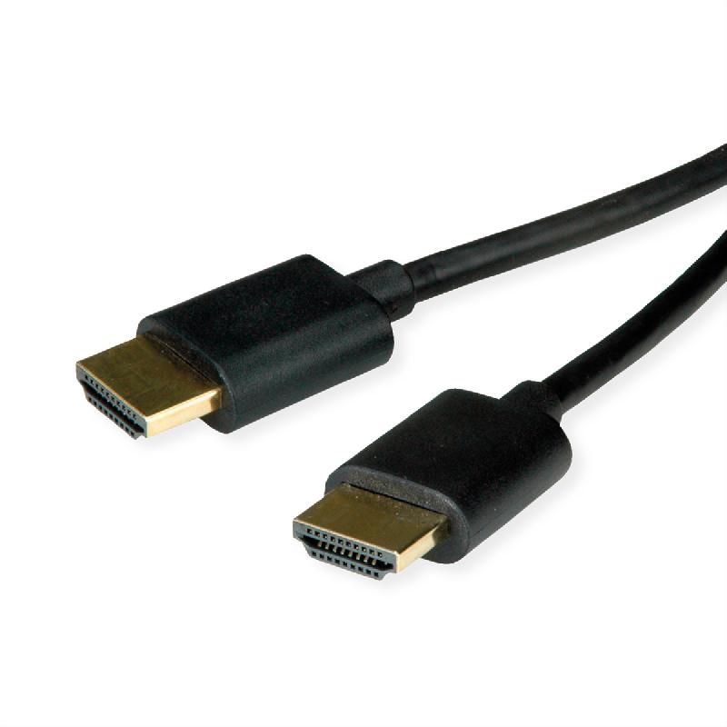 ROLINE Câble HDMI High Speed avec Ethernet, Slim, noir, 1 m_0