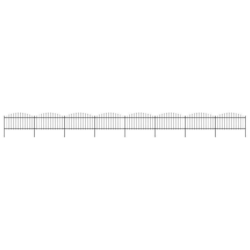 Vidaxl clôture de jardin à dessus en lance acier (1,25-1,5)x13,6m noir 277737_0