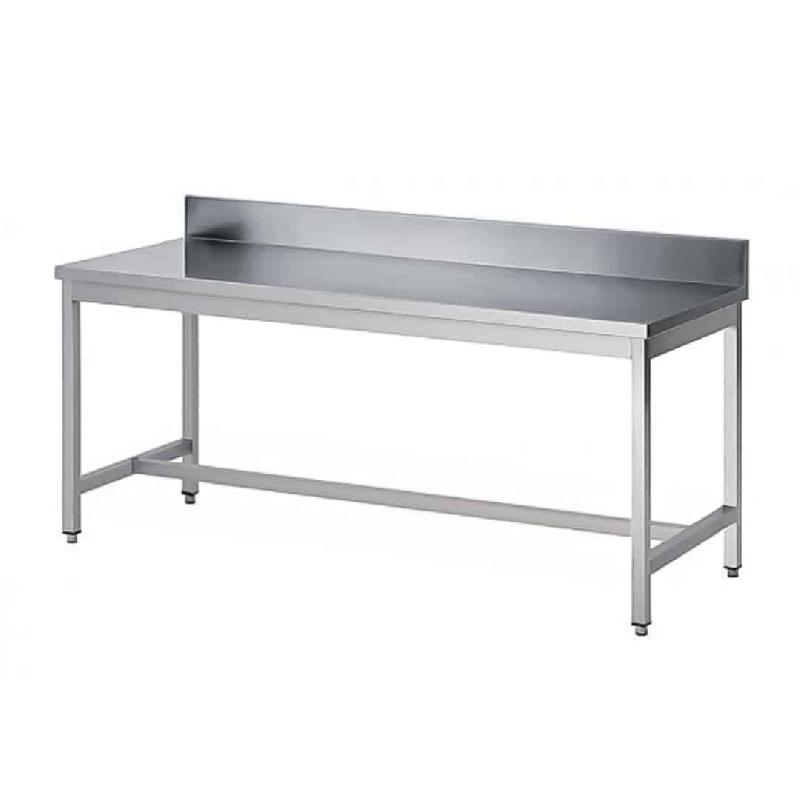 Table soudée bords droits, adossée, en inox AISI 304, P 800 mm (Longueur, mm: 2000 - Réf STA208-1)_0