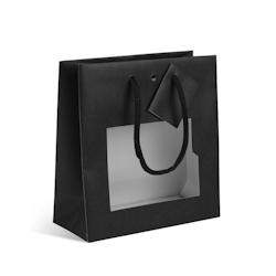 Sac luxe à fenêtre Natural Black poignées papier 18+8x19cm par 200 - Gimex - noir 3700481688106_0