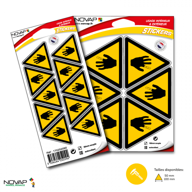 Planches de 10 panneaux adhésifs triangles 50x50x50 mm dangers - PADTPN-NV01/DCRS_0