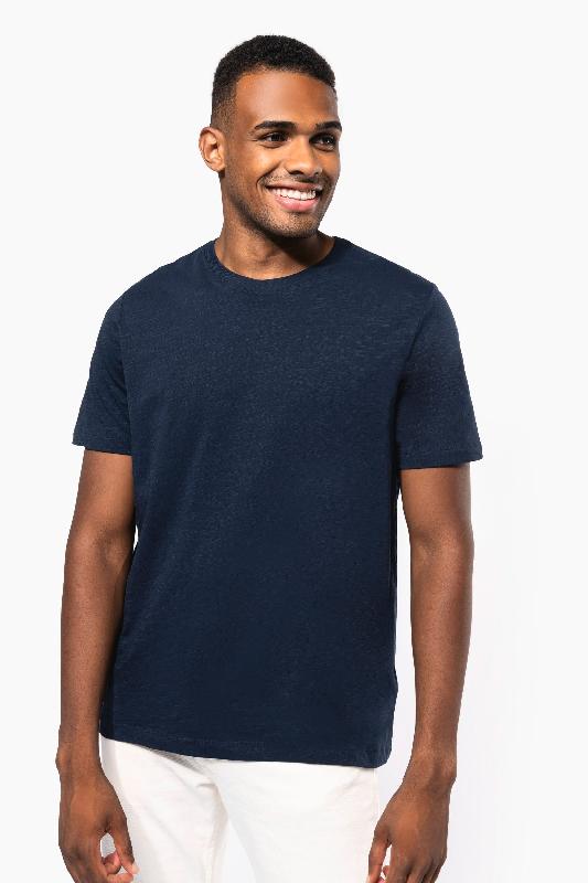 T-shirt slub écoresponsable col rond manches courtes homme - 160 g -  Réf: KNS303_0